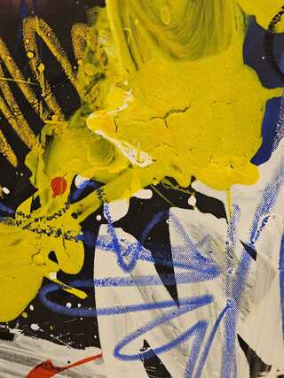 Acryl en krijt afbeelding, Peter Klashorst, “Night Club Noir”, 2017